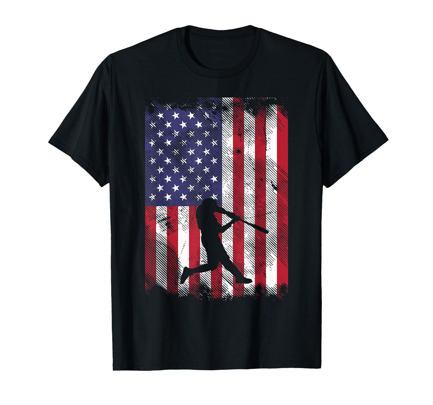 Us American Flag Baseball Player T-Shirt - Casual Everyday Wear for Adults - T-Shirt, Sweatshirt, Hoodie