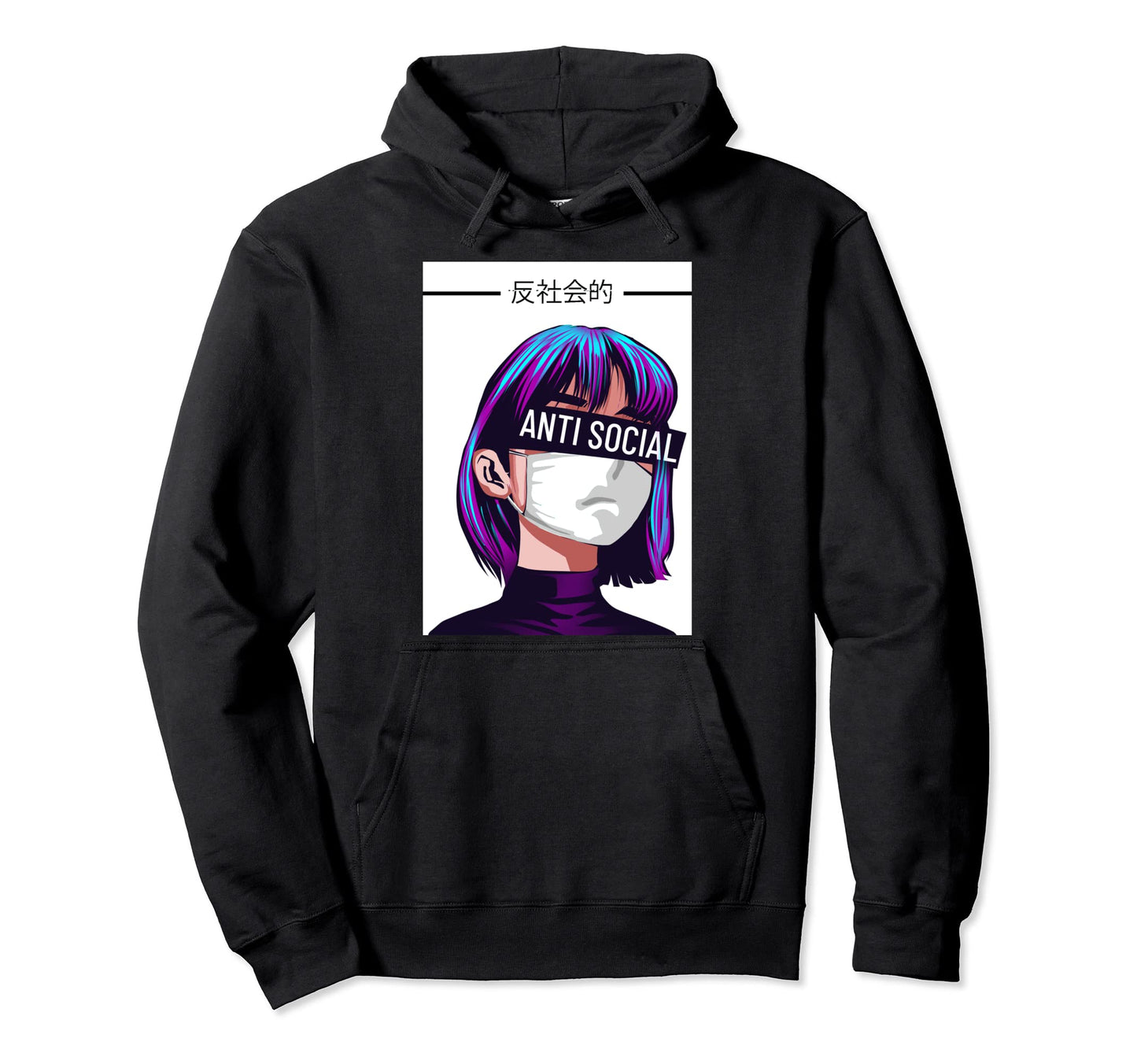 Anti Social Vaporwave Aesthetic Hoodie - Custom Art Print Men Women - T-Shirt, Sweatshirt, Hoodie