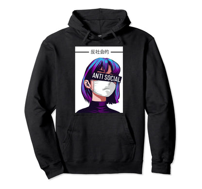 Anti Social Vaporwave Aesthetic Hoodie - Custom Art Print Men Women - T-Shirt, Sweatshirt, Hoodie