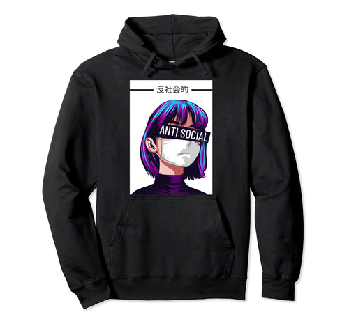 Anti Social Vaporwave Aesthetic Hoodie - Custom Art Print Men Women - T-Shirt, Sweatshirt, Hoodie