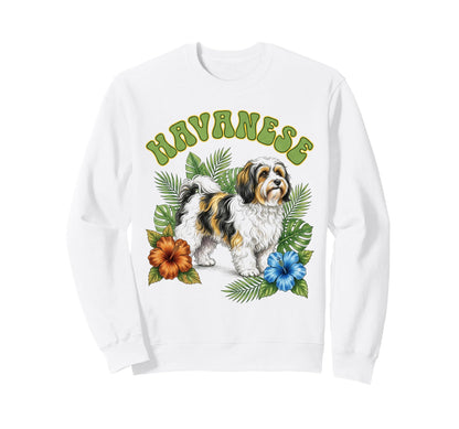 Havanese Groovy Floral Watercolor Sweatshirt - Minimalist Print Unisex - T-Shirt, Sweatshirt, Hoodie