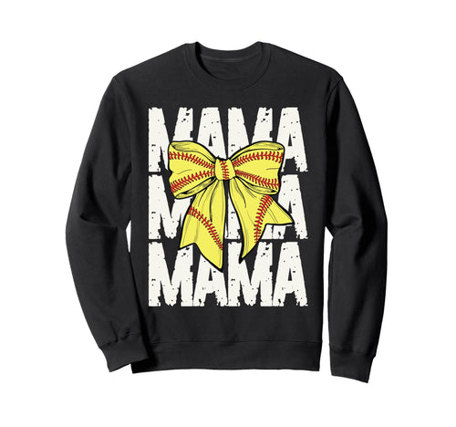 Softball Mama Coquette Bow Sports Sweatshirt - Novelty Apparel for Adults - T-Shirt, Sweatshirt, Hoodie