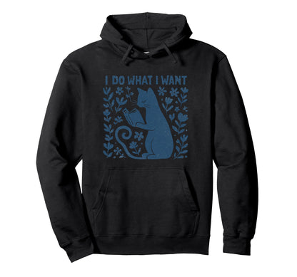 I Do What I Want Cat Reading Book Boho Hoodie - Novelty Apparel Men Women - T-Shirt, Sweatshirt, Hoodie