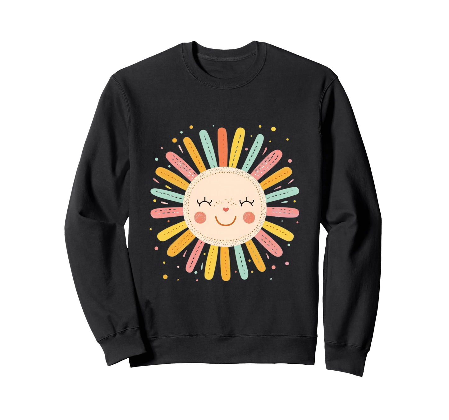 Sun 70S Rainbow Art Boho Boho Sun Sweatshirt - Fun Novelty Design Unisex - T-Shirt, Sweatshirt, Hoodie