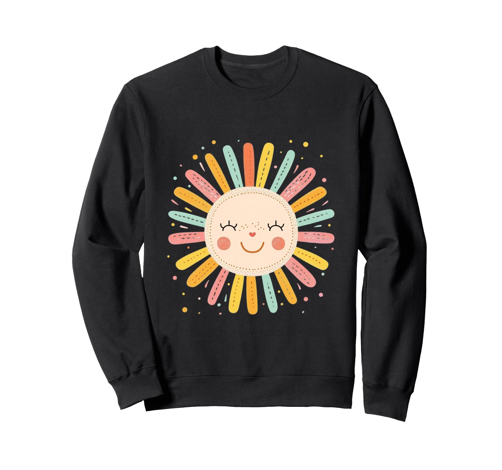 Sun 70S Rainbow Art Boho Boho Sun Sweatshirt - Fun Novelty Design Unisex - T-Shirt, Sweatshirt, Hoodie