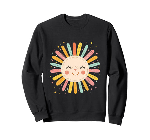 Sun 70S Rainbow Art Boho Boho Sun Sweatshirt - Fun Novelty Design Unisex - T-Shirt, Sweatshirt, Hoodie