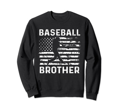 Baseball Brother Usa Flag 4Th July Sweatshirt - Minimalist Print Men Women - T-Shirt, Sweatshirt, Hoodie