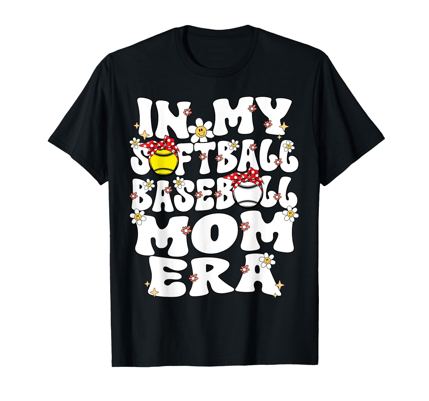 My Softball Baseball Mom Era Groovy T-Shirt - Minimalist Print Men Women - T-Shirt, Sweatshirt, Hoodie