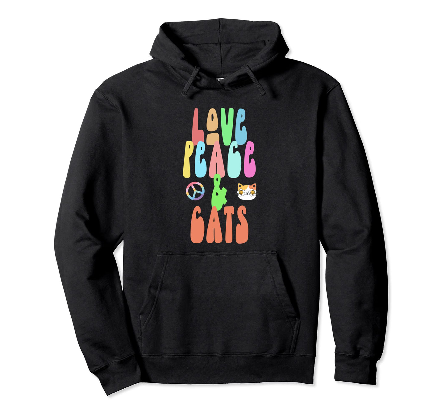 Love Peace Cats Fun Hippie Costume Hoodie - Trendy Graphic Unisex - T-Shirt, Sweatshirt, Hoodie