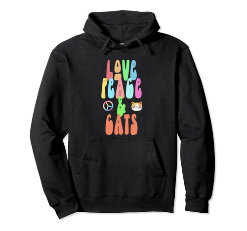 Love Peace Cats Fun Hippie Costume Hoodie - Trendy Graphic Unisex - T-Shirt, Sweatshirt, Hoodie