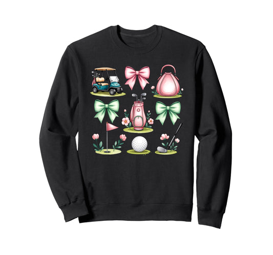Golf Coquette Bow Golf Ball Mom Game Sweatshirt - Trendy Graphic Men Women - T-Shirt, Sweatshirt, Hoodie