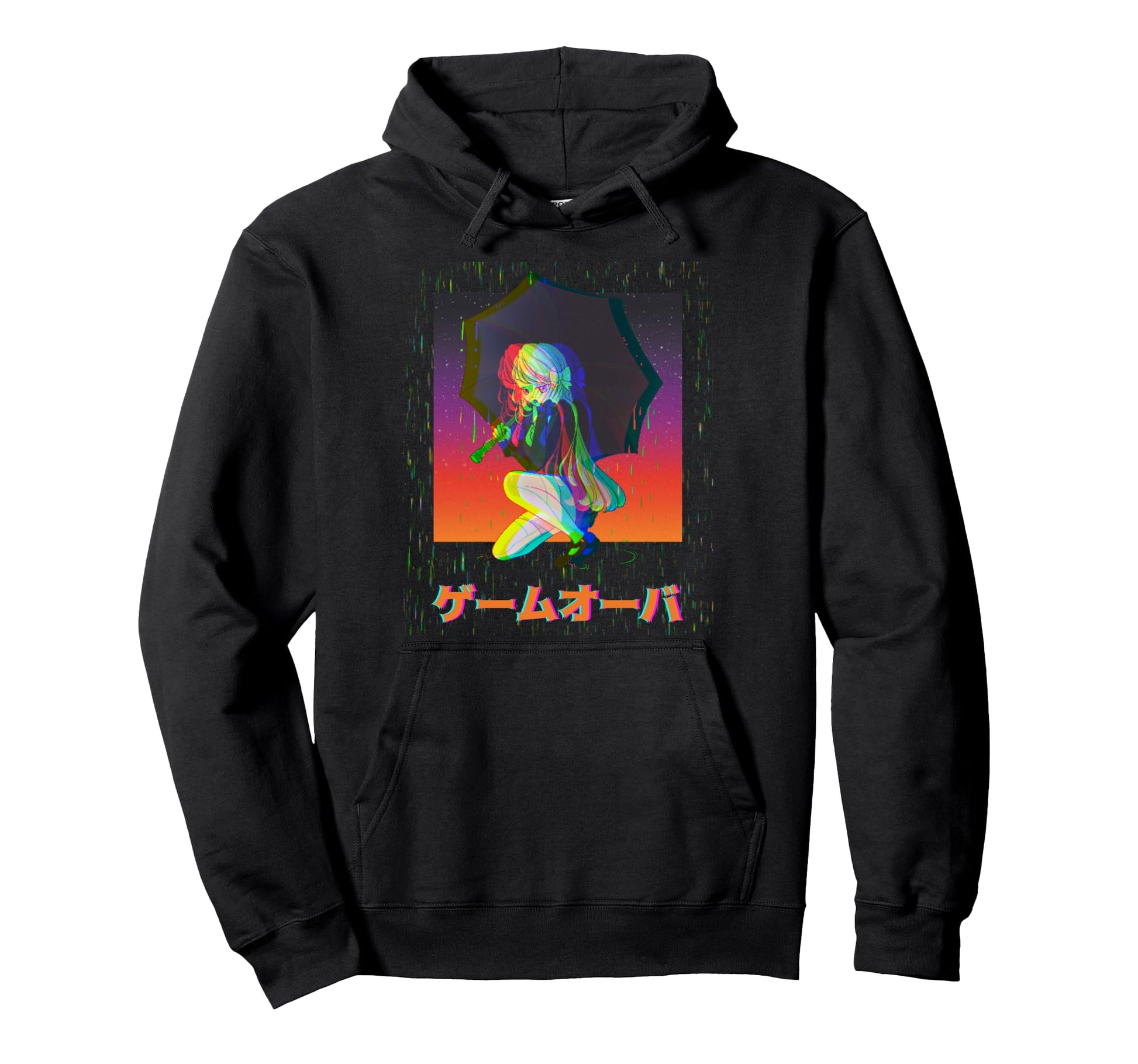 Sad Anime Game Over Glitch Japanese Hoodie - Trendy Graphic for Adults - T-Shirt, Sweatshirt, Hoodie