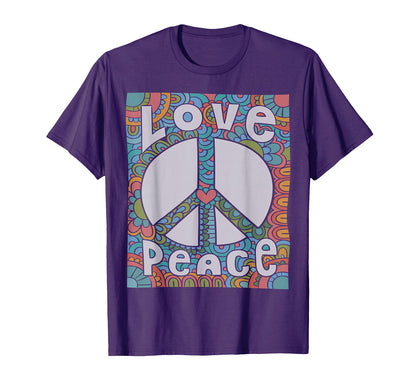 Peace Sign Love 60S 70S Tie Die Hippie T-Shirt - Minimalist Print Unisex - T-Shirt, Sweatshirt, Hoodie