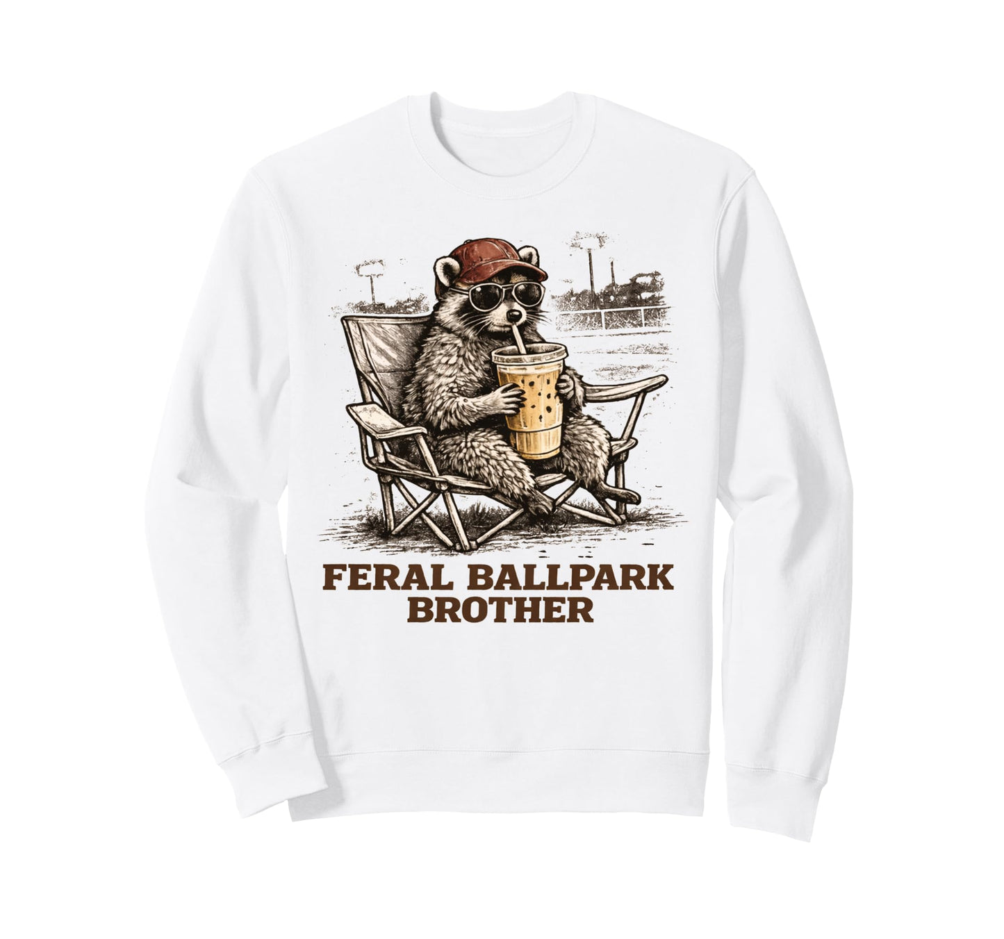 Raccoon And Scooter Feral Ballpark Sweatshirt - Streetwear Style Men Women - T-Shirt, Sweatshirt, Hoodie