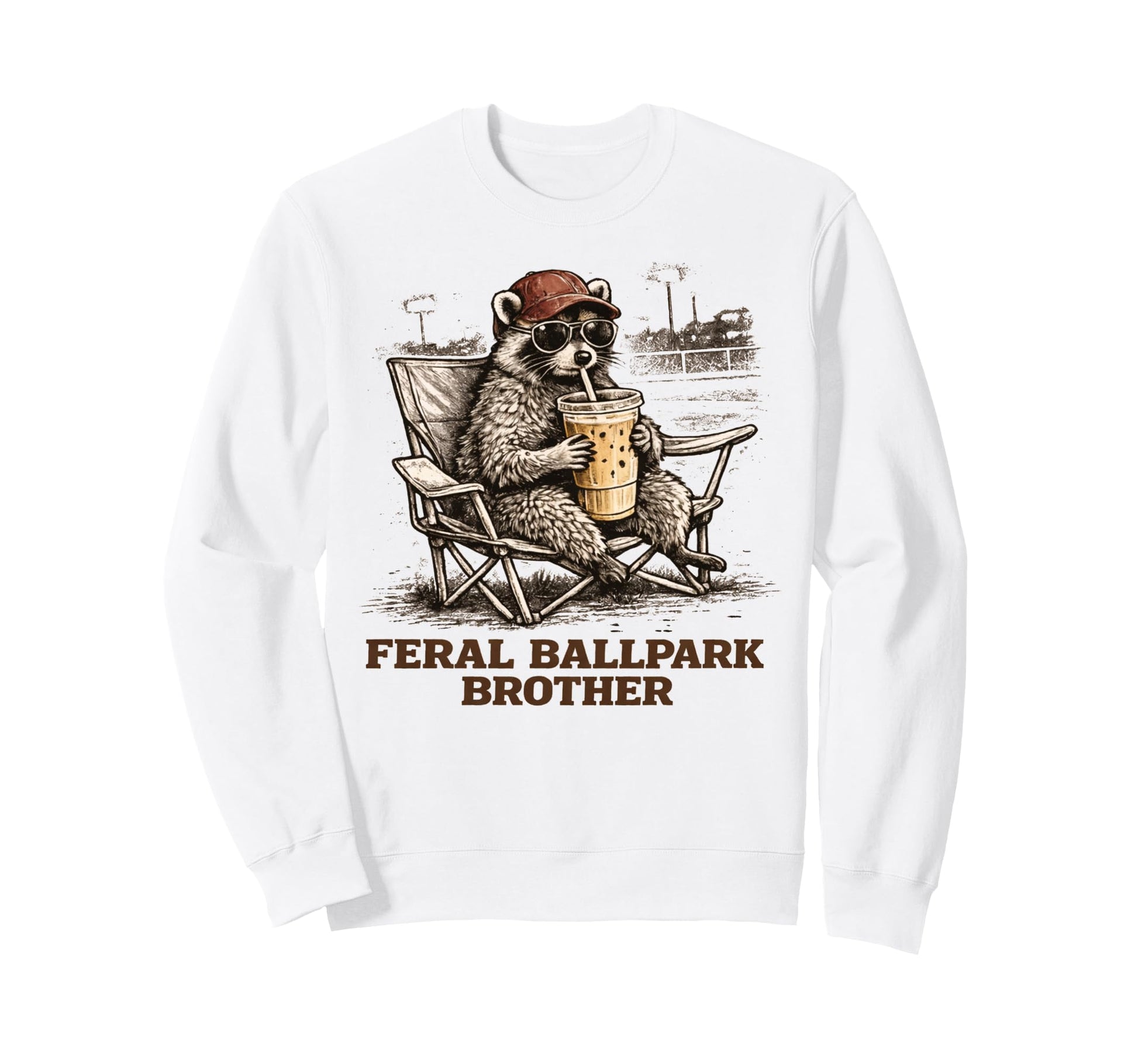 Raccoon And Scooter Feral Ballpark Sweatshirt - Streetwear Style Men Women - T-Shirt, Sweatshirt, Hoodie