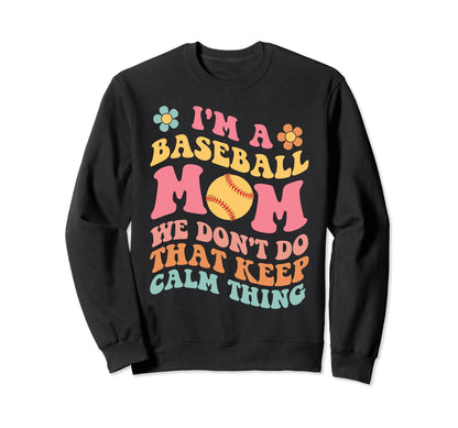 Baseball Mom Groovy Sweatshirt - Casual Everyday Wear for Adults - T-Shirt, Sweatshirt, Hoodie