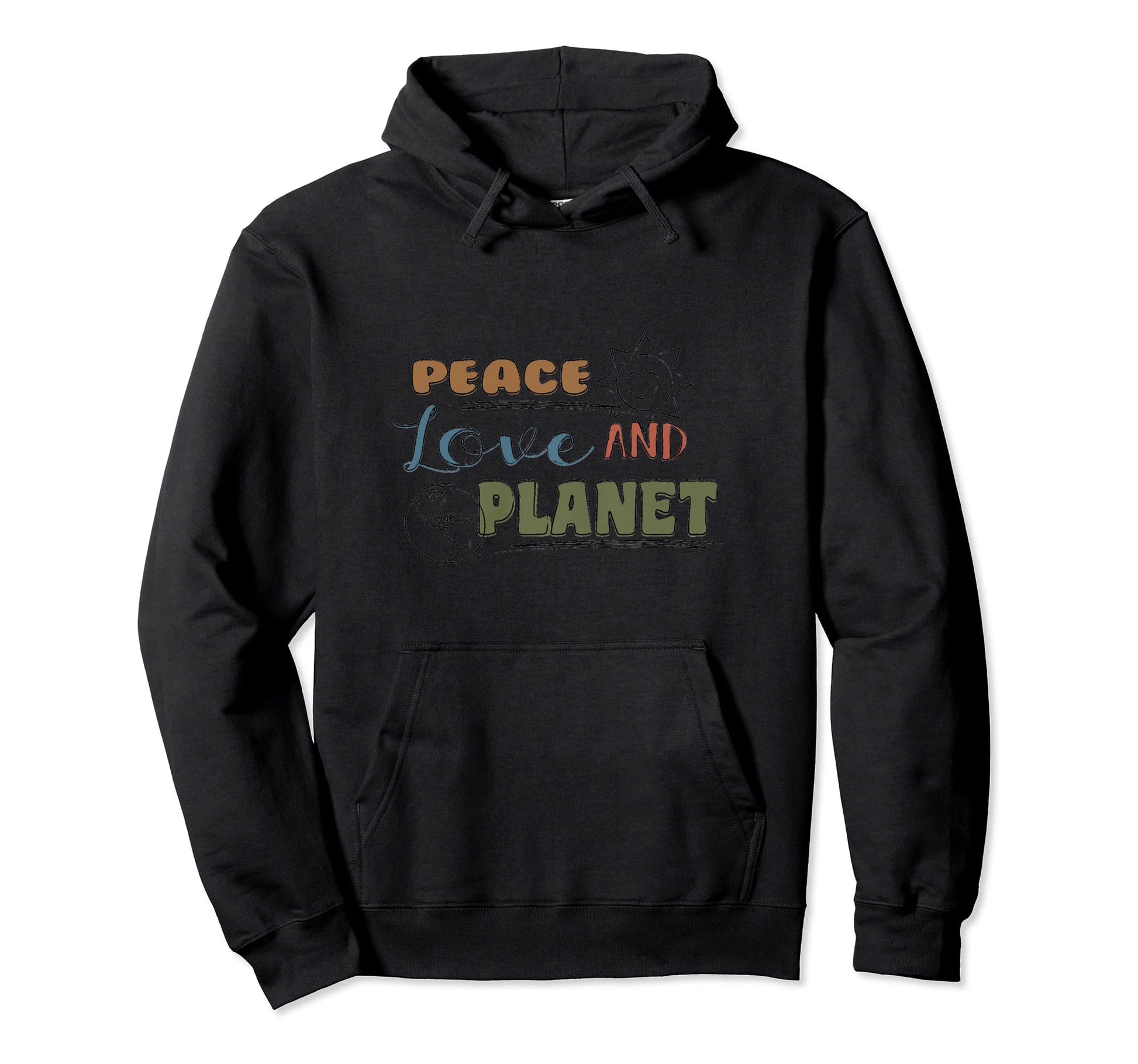 Positive Vibes Peace Love And Planet Hoodie - Aesthetic Graphic for Adults - T-Shirt, Sweatshirt, Hoodie