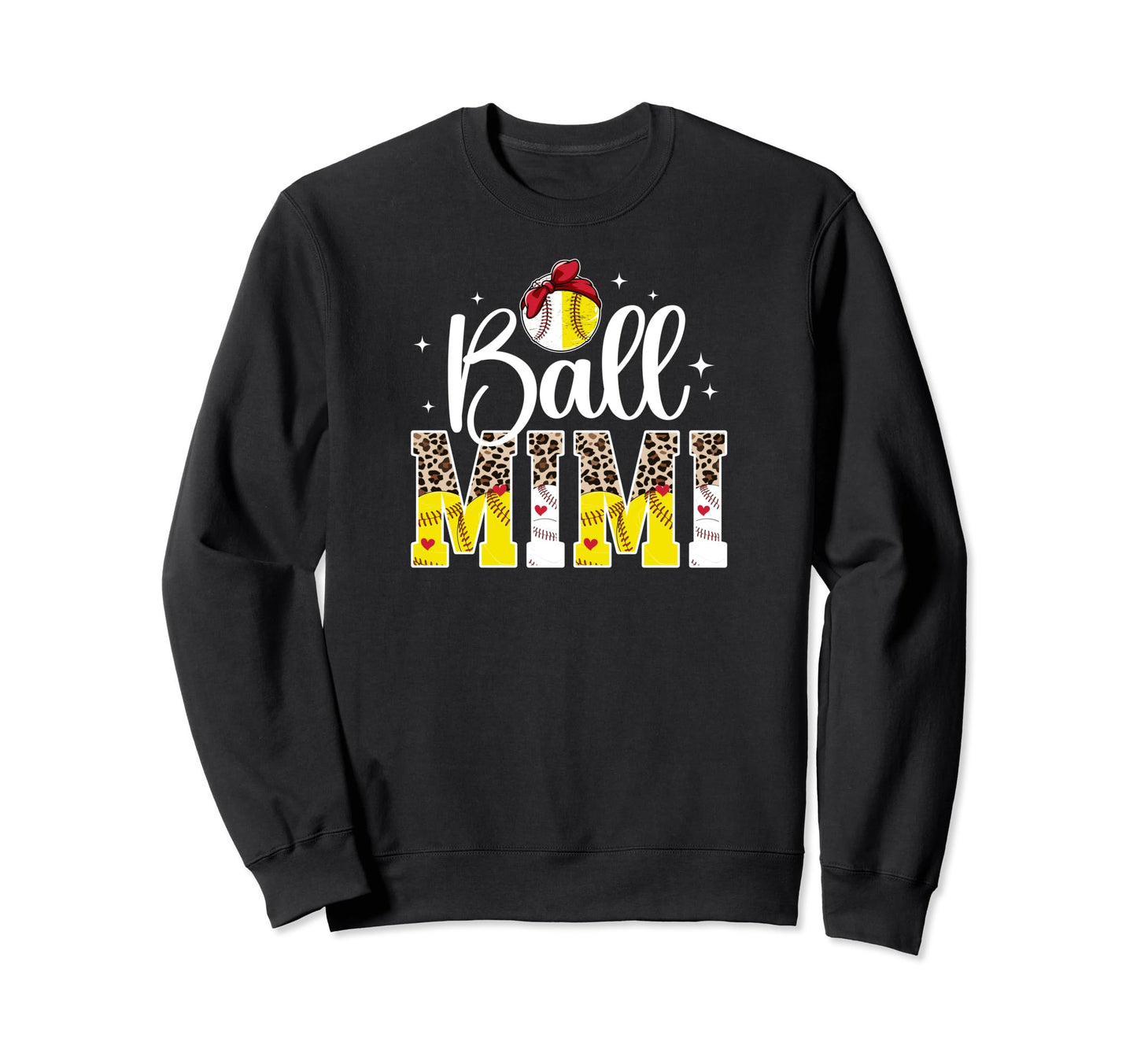 Ball Mimi Leopard Baseball Softball Sweatshirt - Unique Graphic Men Women - T-Shirt, Sweatshirt, Hoodie