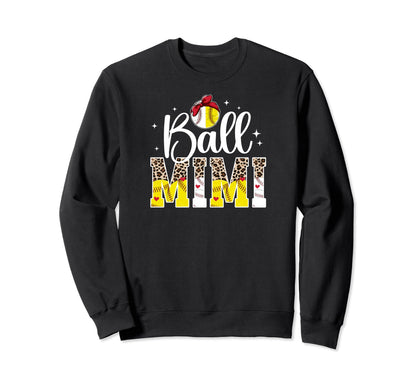 Ball Mimi Leopard Baseball Softball Sweatshirt - Unique Graphic Men Women - T-Shirt, Sweatshirt, Hoodie