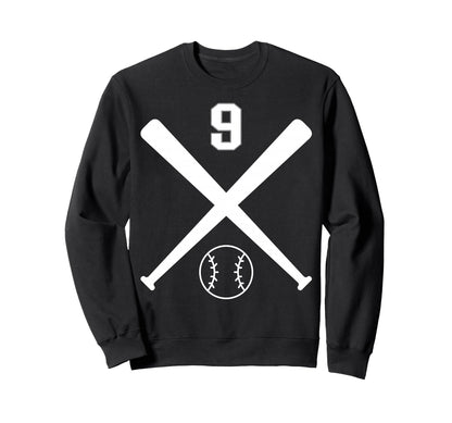 Baseball Softball Number 9 Sweatshirt - Casual Everyday Wear for Adults - T-Shirt, Sweatshirt, Hoodie