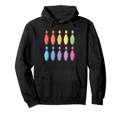 Bowling Pin Rainbow Pop Art 80S Hoodie - Streetwear Style Unisex - T-Shirt, Sweatshirt, Hoodie