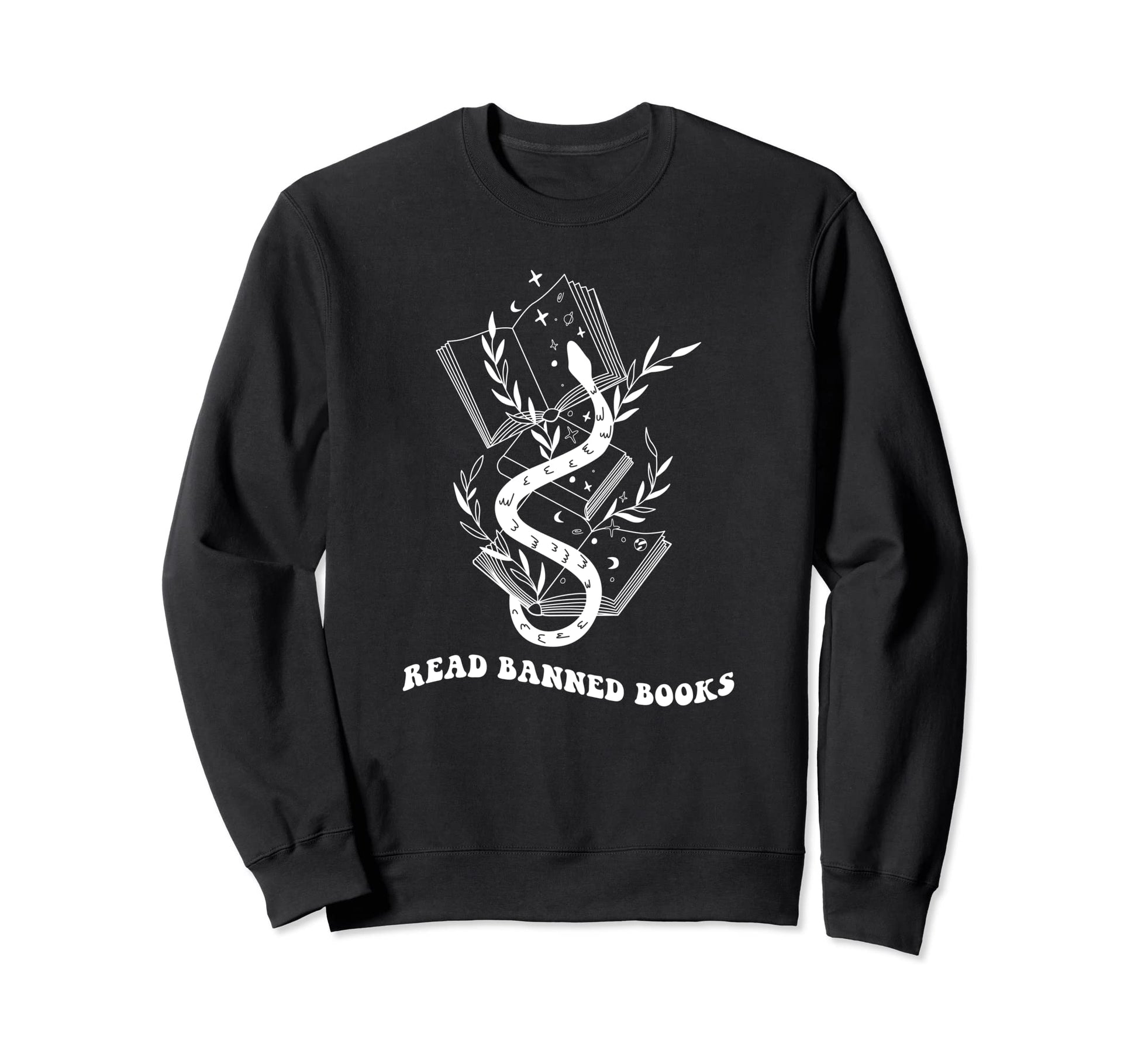 Read Banned Books Boho Snake Moon Sweatshirt - Aesthetic Graphic Men Women - T-Shirt, Sweatshirt, Hoodie
