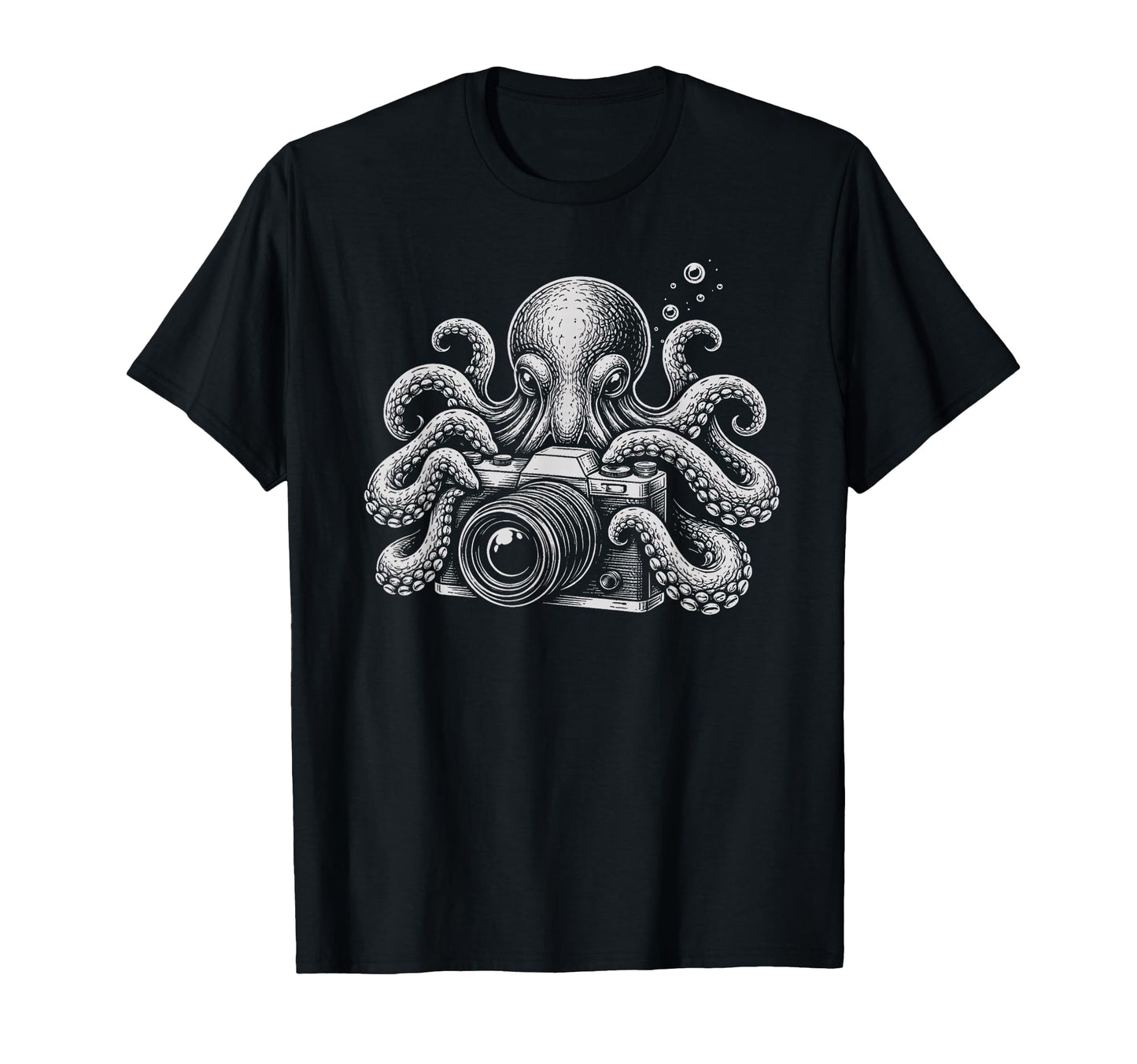 Photographer Octopus Camera Art T-Shirt - Graphic Print Men Women - T-Shirt, Sweatshirt, Hoodie