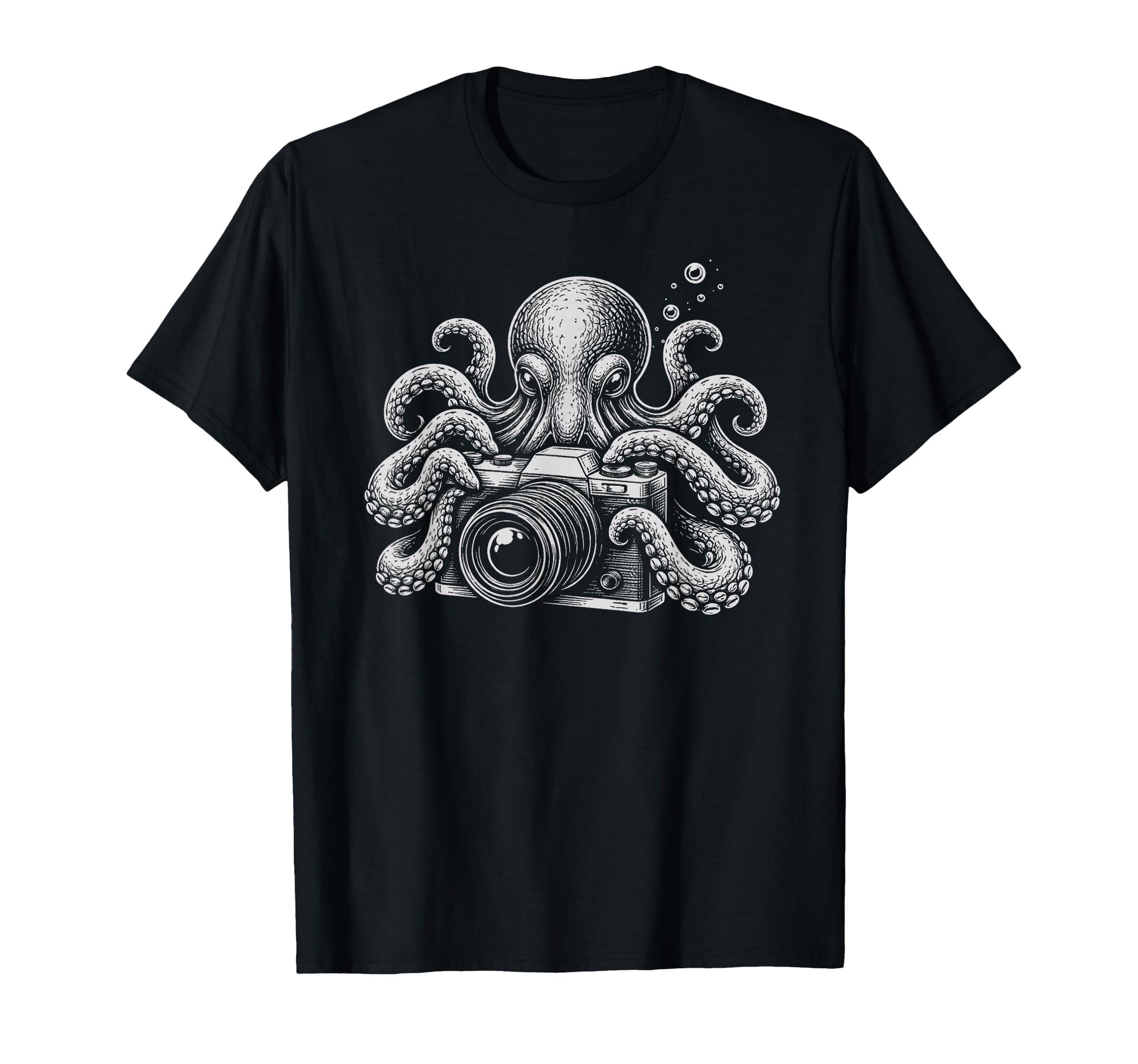 Photographer Octopus Camera Art T-Shirt - Graphic Print Men Women - T-Shirt, Sweatshirt, Hoodie