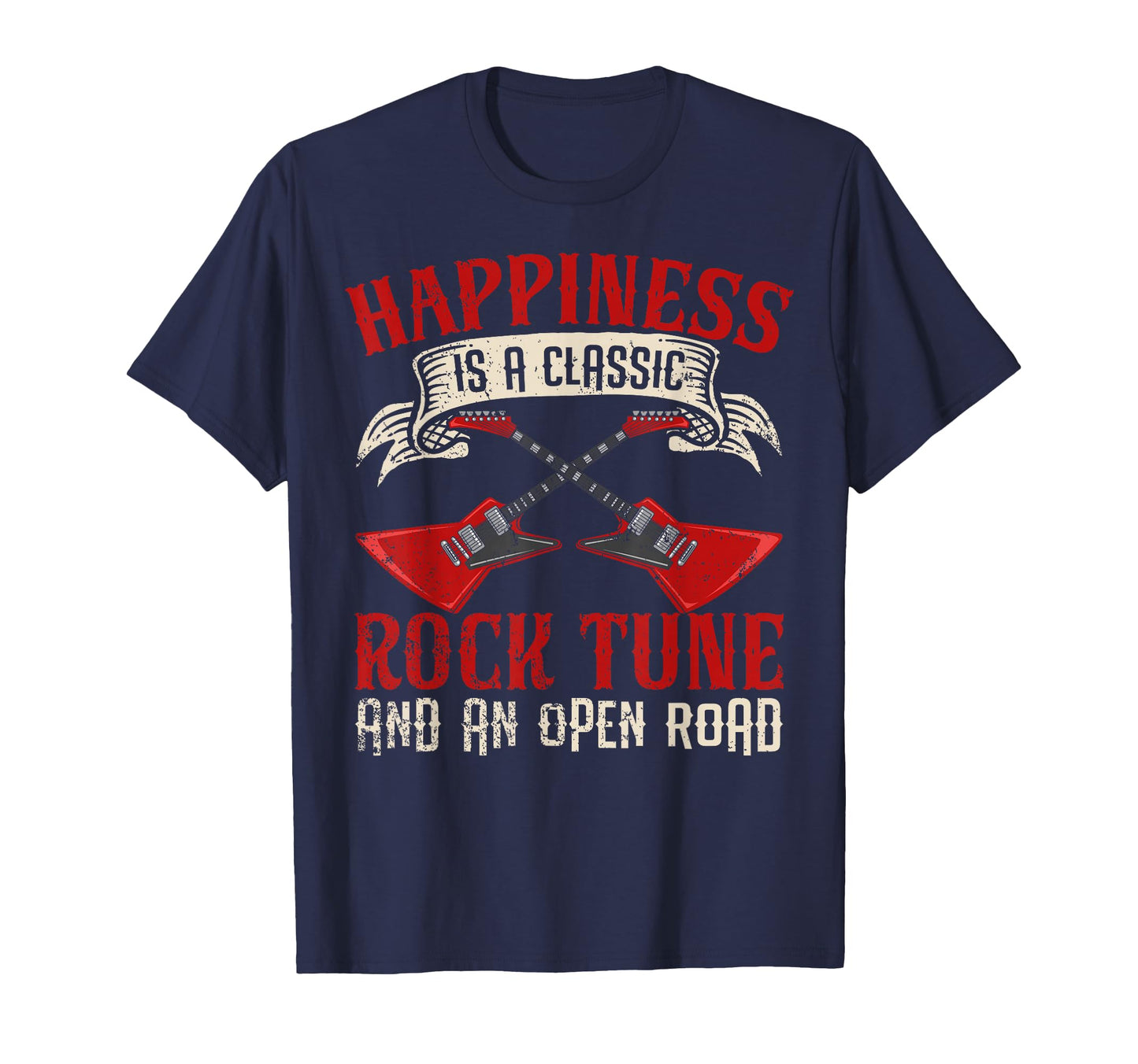 Happiness Is Rock Tune And Open Road T-Shirt - Minimalist Print Unisex - T-Shirt, Sweatshirt, Hoodie