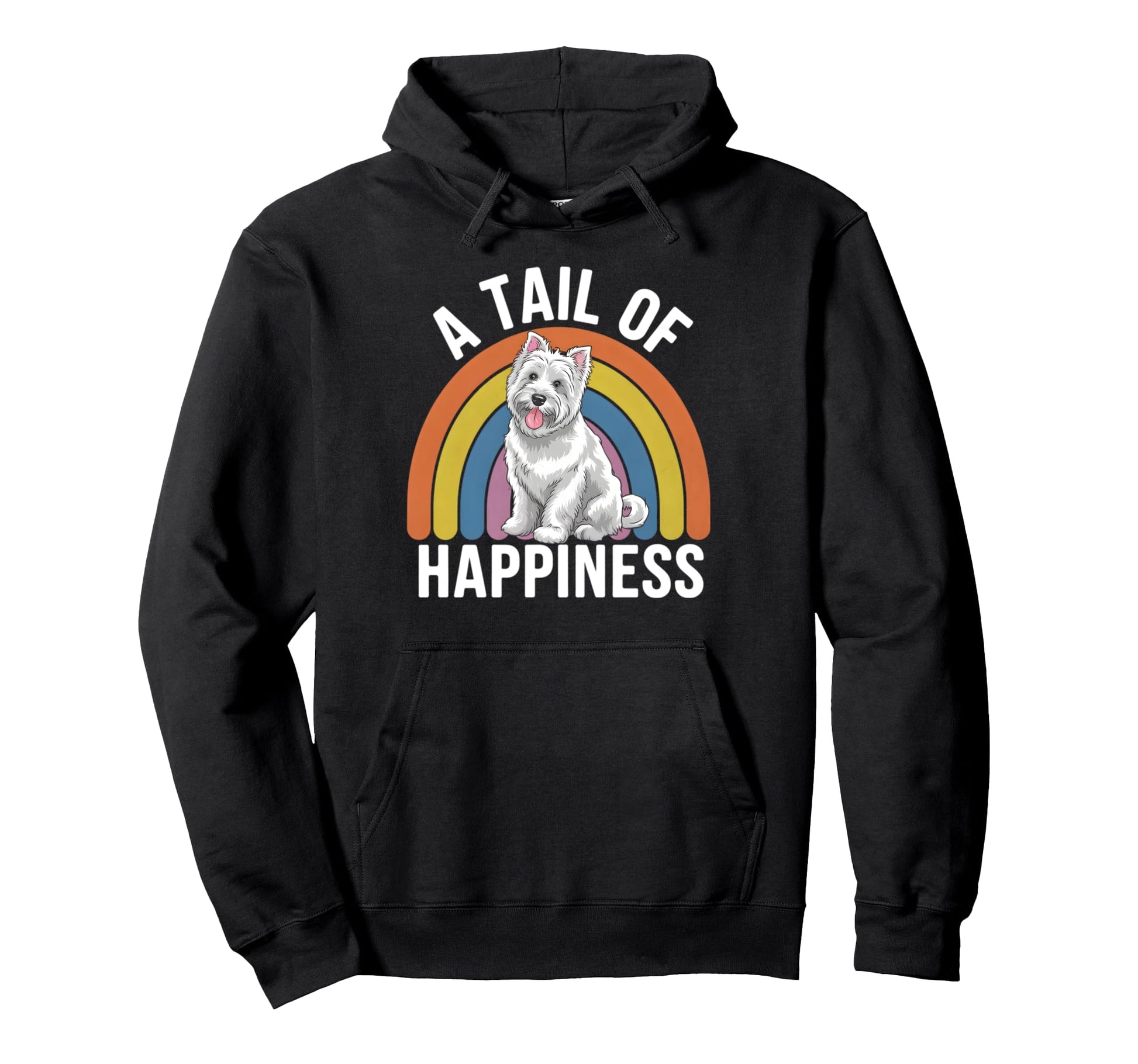 Tail Happiness Westie Dog Rainbow Hoodie - Casual Everyday Wear Men Women - T-Shirt, Sweatshirt, Hoodie