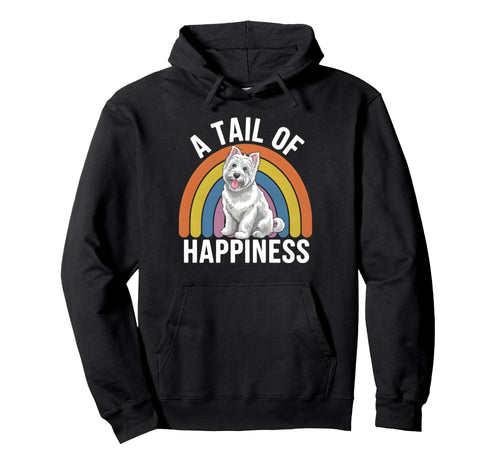Tail Happiness Westie Dog Rainbow Hoodie - Casual Everyday Wear Men Women - T-Shirt, Sweatshirt, Hoodie