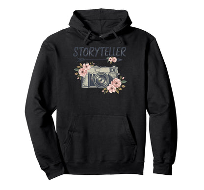 Photo Camera Flowers Storyteller Hoodie - Graphic Print for Adults - T-Shirt, Sweatshirt, Hoodie