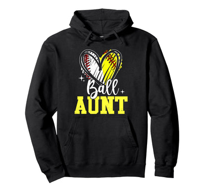Ball Aunt Softball Baseball Aunt Hoodie - Custom Art Print Men Women - T-Shirt, Sweatshirt, Hoodie