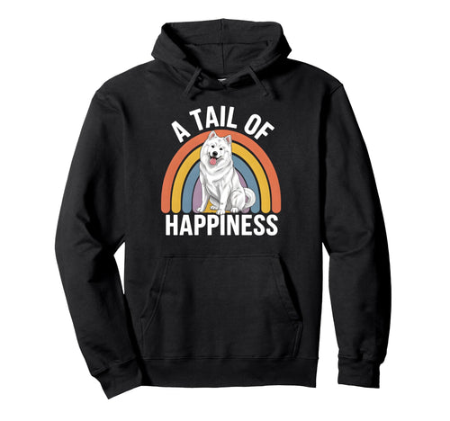 Tail Happiness Samoyed Dog Rainbow Hoodie - Fun Novelty Design for Adults - T-Shirt, Sweatshirt, Hoodie