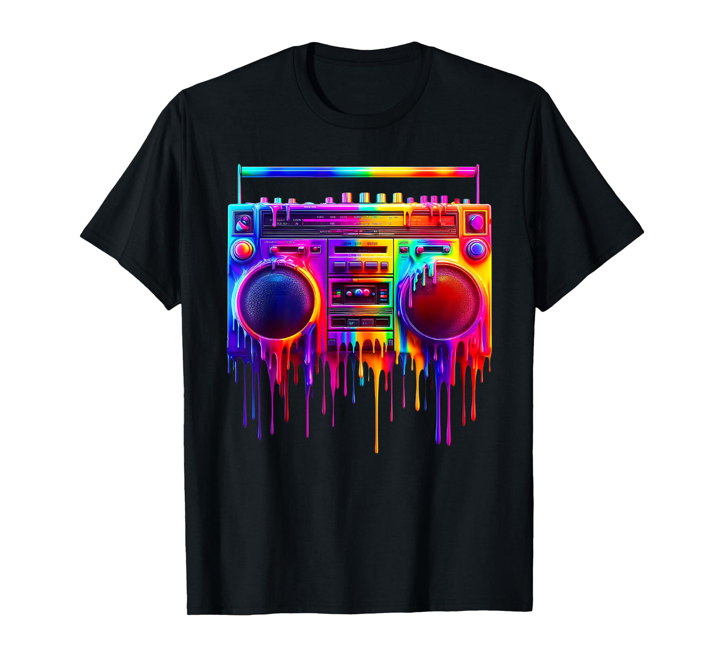 Dripping Paint Boombox Old School 80S T-Shirt - Fun Novelty Design Unisex - T-Shirt, Sweatshirt, Hoodie