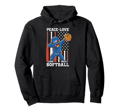 Peace Love Softball Hoodie - Graphic Print Unisex - T-Shirt, Sweatshirt, Hoodie