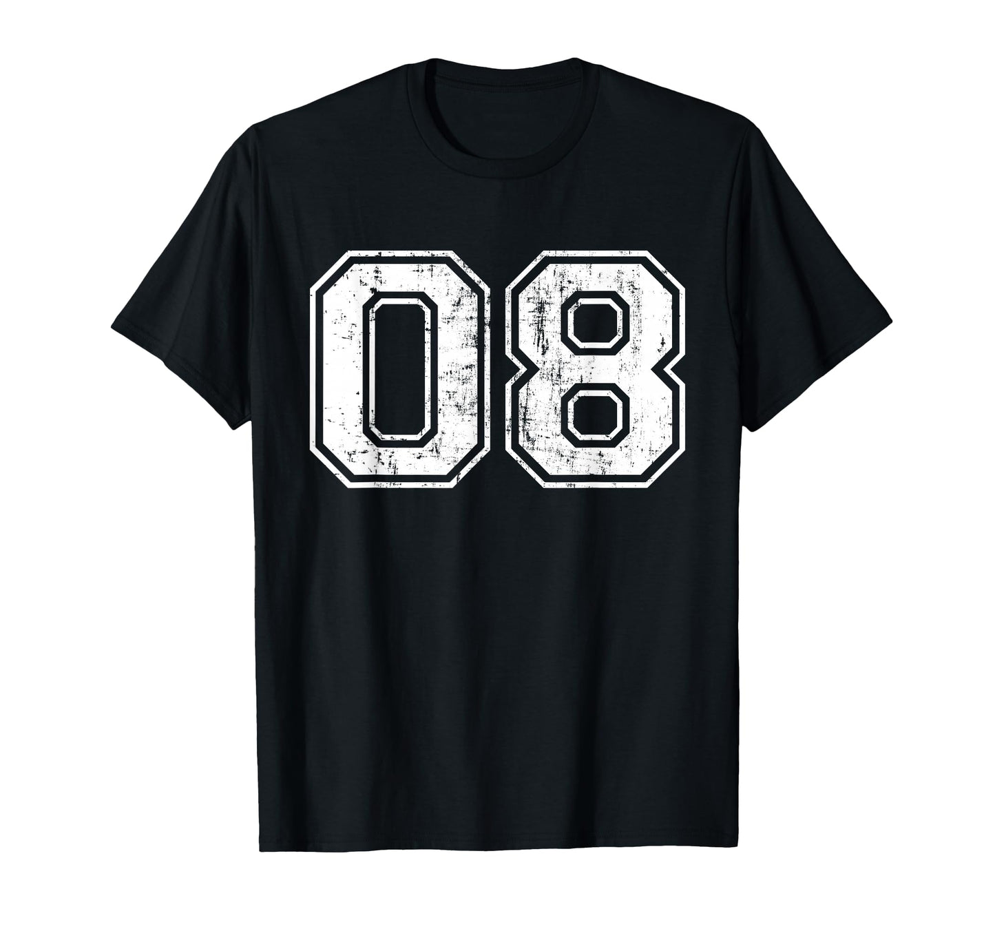 Number 08 Varsity Distressed Zero T-Shirt - Fun Novelty Design Men Women - T-Shirt, Sweatshirt, Hoodie