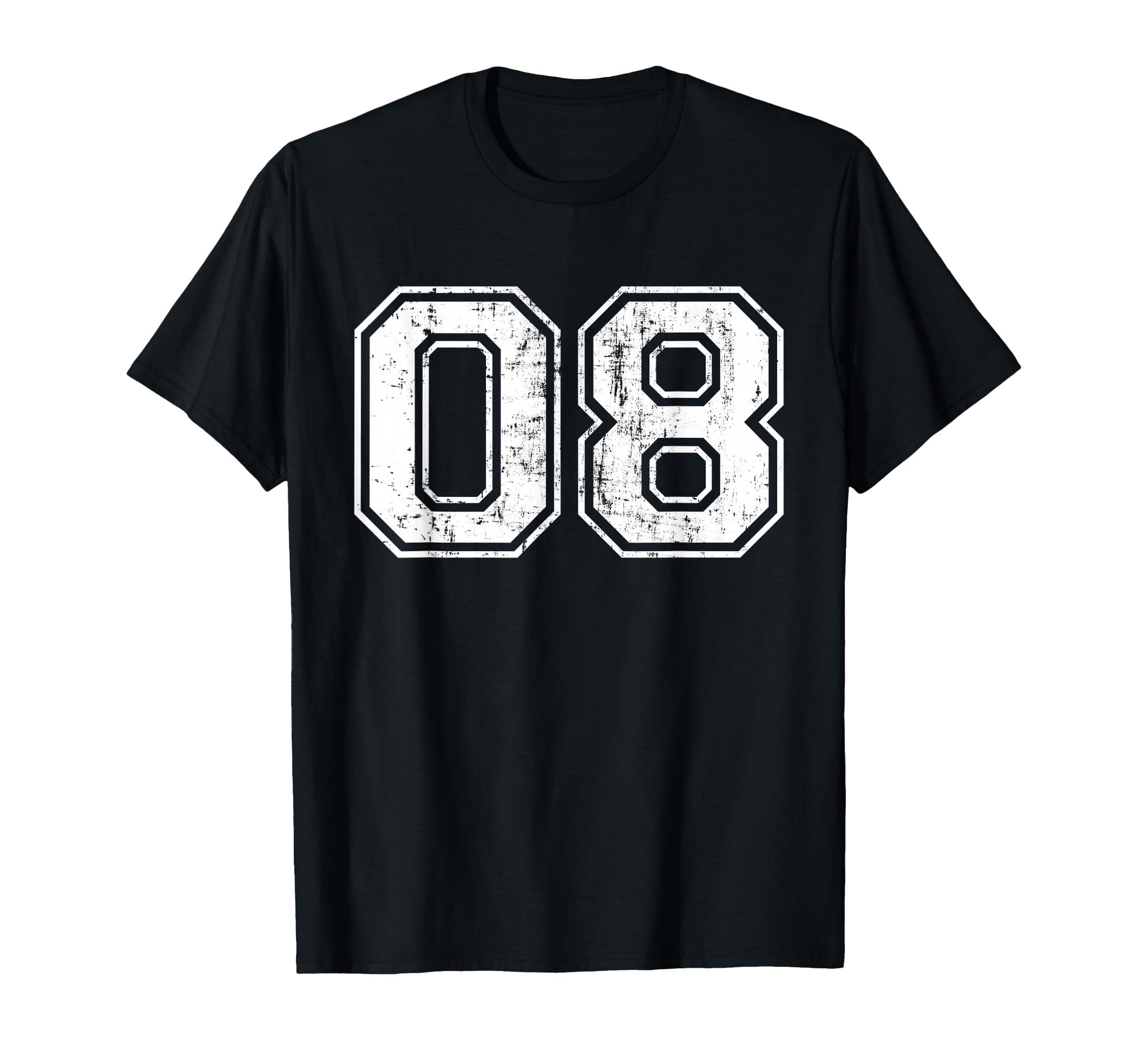 Number 08 Varsity Distressed Zero T-Shirt - Fun Novelty Design Men Women - T-Shirt, Sweatshirt, Hoodie