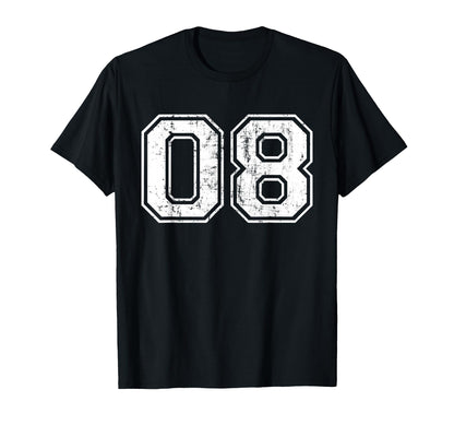 Number 08 Varsity Distressed Zero T-Shirt - Fun Novelty Design Men Women - T-Shirt, Sweatshirt, Hoodie