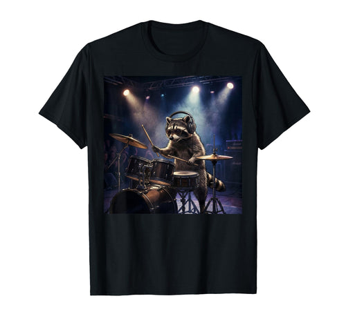 Raccoon Drummer Funny Rock Band Animal T-Shirt - Streetwear Style Unisex - T-Shirt, Sweatshirt, Hoodie