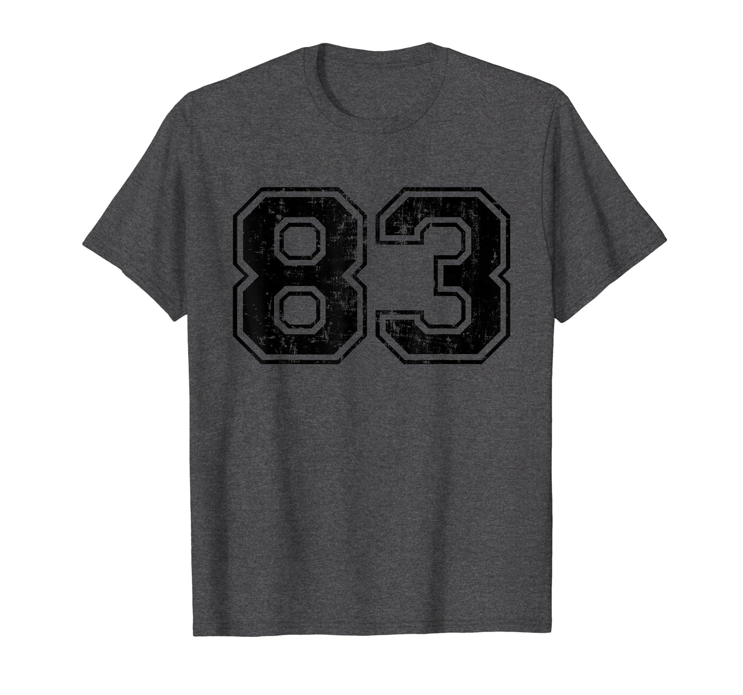 Number 83 Varsity Distressed Sport Team T-Shirt - Trendy Graphic Men Women - T-Shirt, Sweatshirt, Hoodie