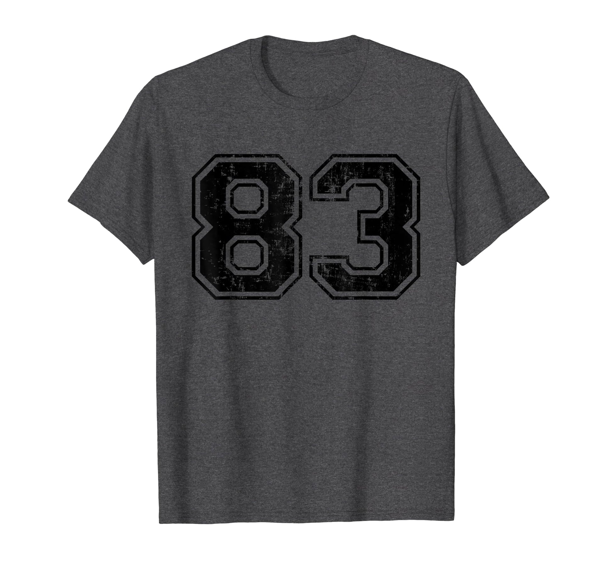 Number 83 Varsity Distressed Sport Team T-Shirt - Trendy Graphic Men Women - T-Shirt, Sweatshirt, Hoodie
