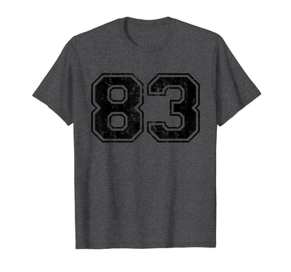 Number 83 Varsity Distressed Sport Team T-Shirt - Trendy Graphic Men Women - T-Shirt, Sweatshirt, Hoodie