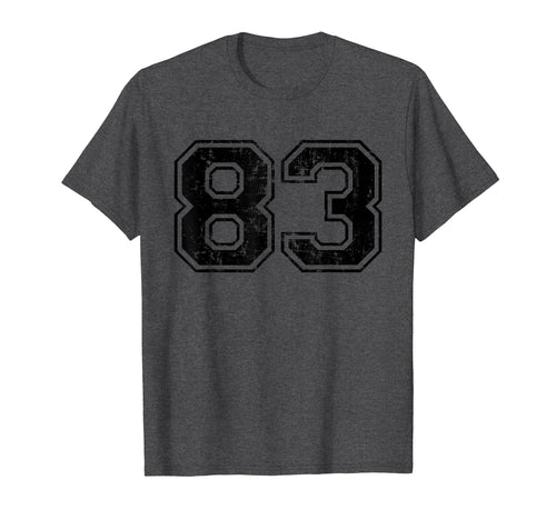 Number 83 Varsity Distressed Sport Team T-Shirt - Trendy Graphic Men Women - T-Shirt, Sweatshirt, Hoodie