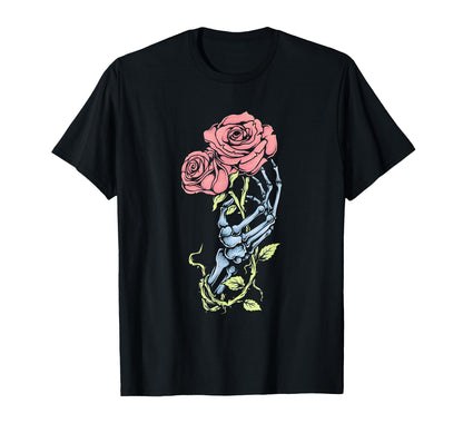 Skeleton Hand Rose Pastel Goth Dark T-Shirt - Novelty Apparel for Adults - T-Shirt, Sweatshirt, Hoodie