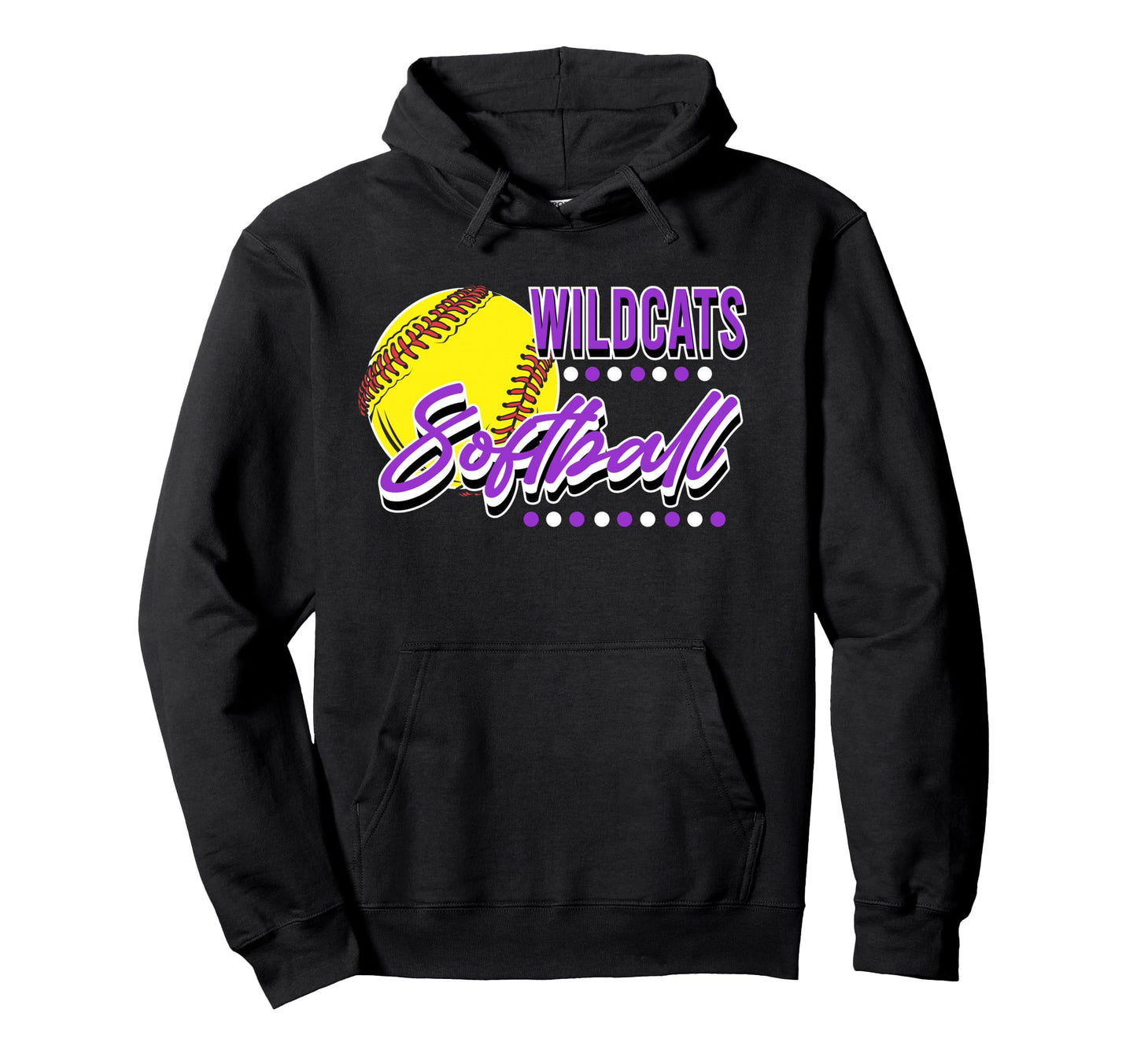 Wildcats Softball Team Mom Game Day Purple Hoodie - Trendy Graphic Unisex - T-Shirt, Sweatshirt, Hoodie