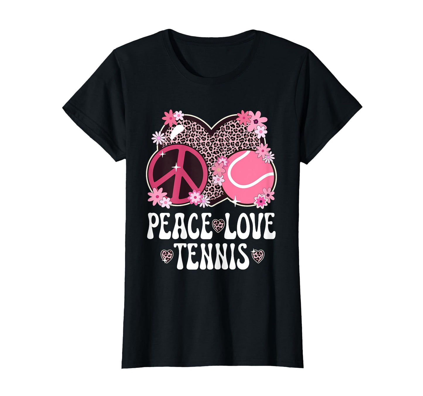 Peace Love Tennis Lover Leopard Tennis T-Shirt - Graphic Print Men Women - T-Shirt, Sweatshirt, Hoodie
