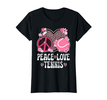 Peace Love Tennis Lover Leopard Tennis T-Shirt - Graphic Print Men Women - T-Shirt, Sweatshirt, Hoodie