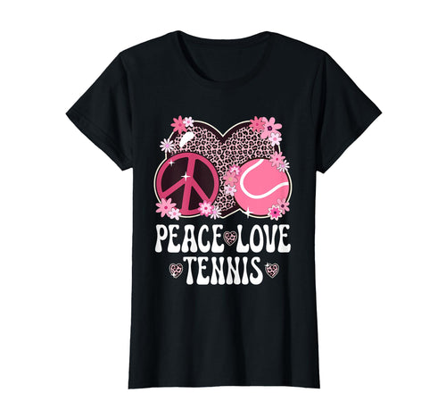 Peace Love Tennis Lover Leopard Tennis T-Shirt - Graphic Print Men Women - T-Shirt, Sweatshirt, Hoodie