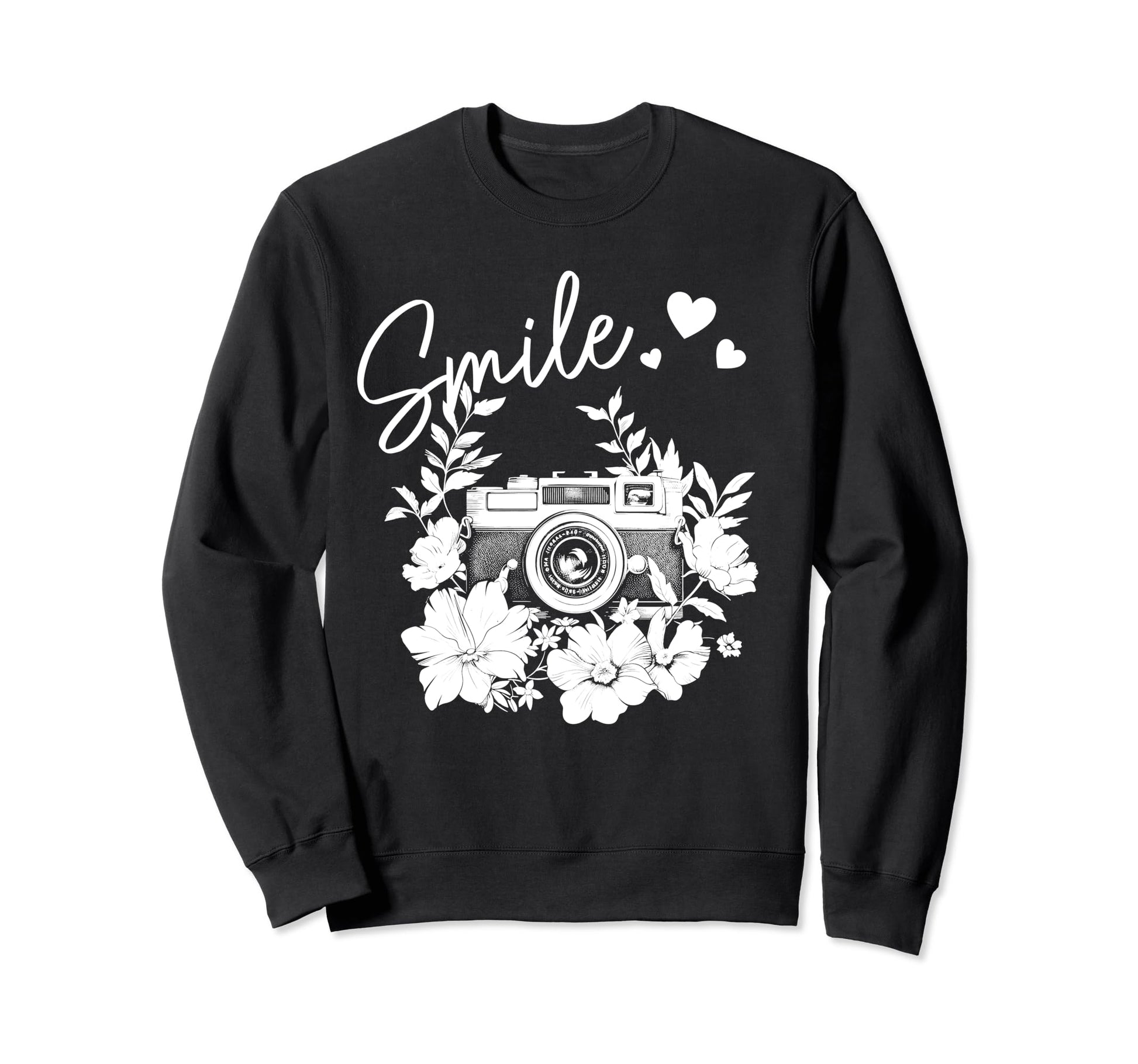 Photographer Smile Camera Flowers Sweatshirt - Aesthetic Graphic Unisex - T-Shirt, Sweatshirt, Hoodie